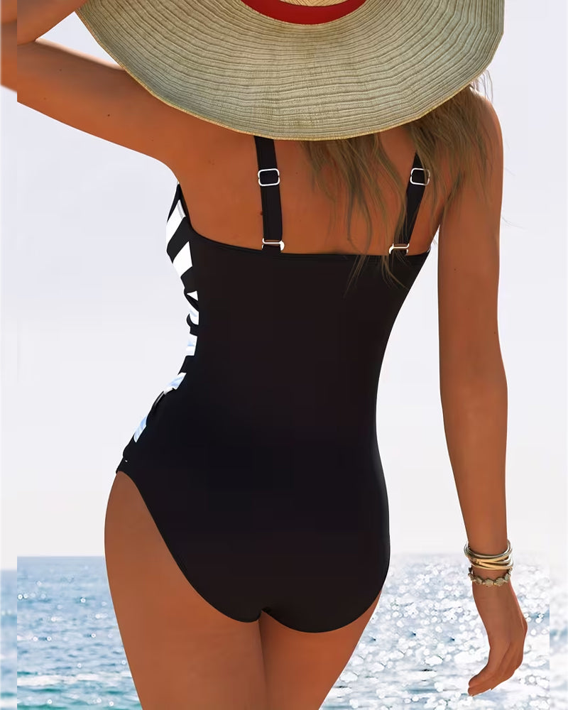Valentina | Costume intero a righe scollo a V