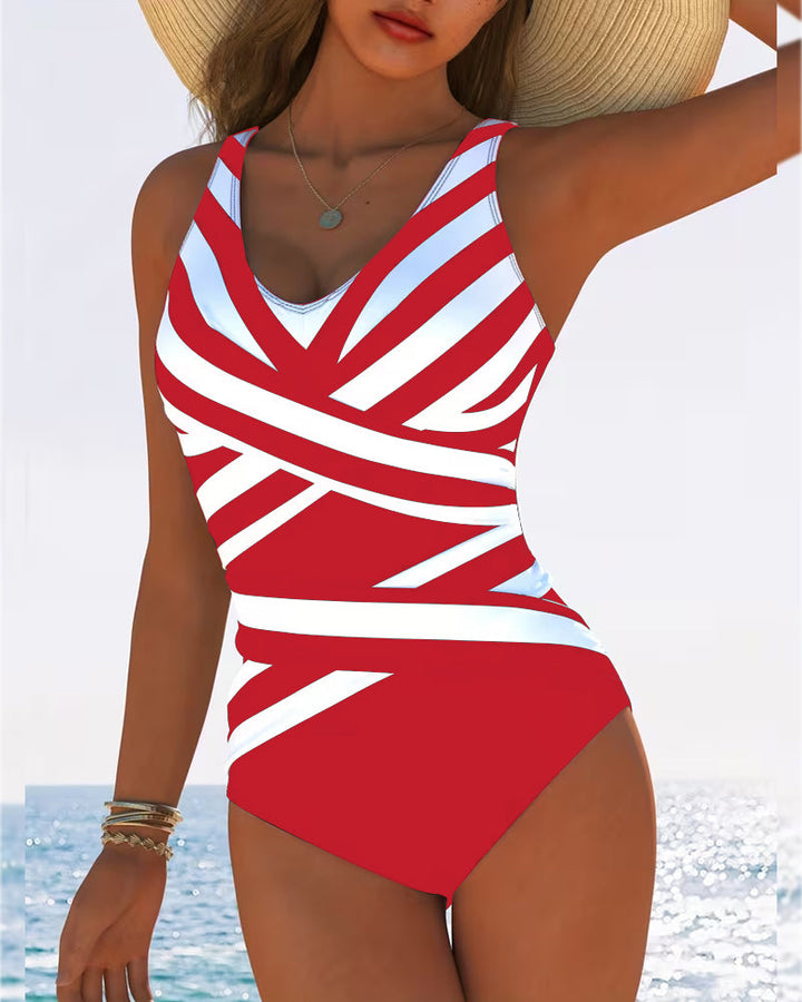 Valentina | Costume intero a righe scollo a V