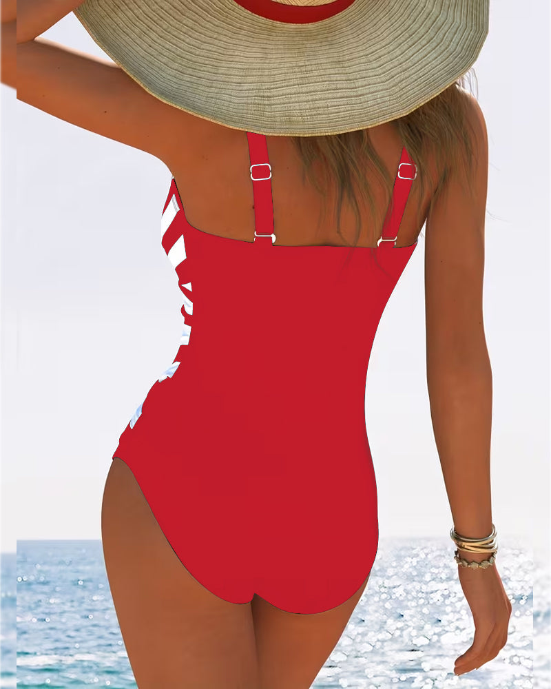 Valentina | Costume intero a righe scollo a V
